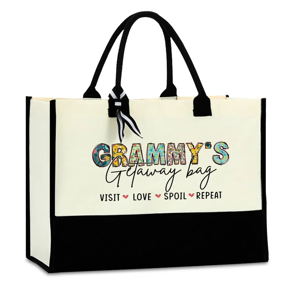 Grandma's Favorite Canvas Tote - Flowers & Waterproof